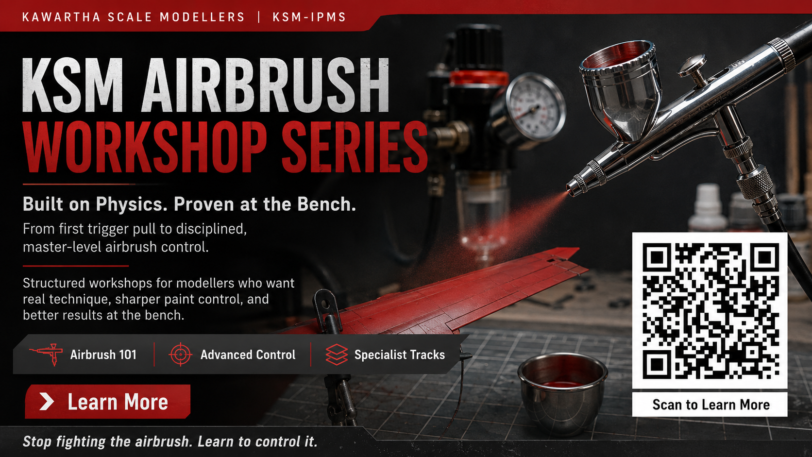 KSM Airbrush Workshop Series: structured instruction from Airbrush 101 through advanced control and specialist tracks