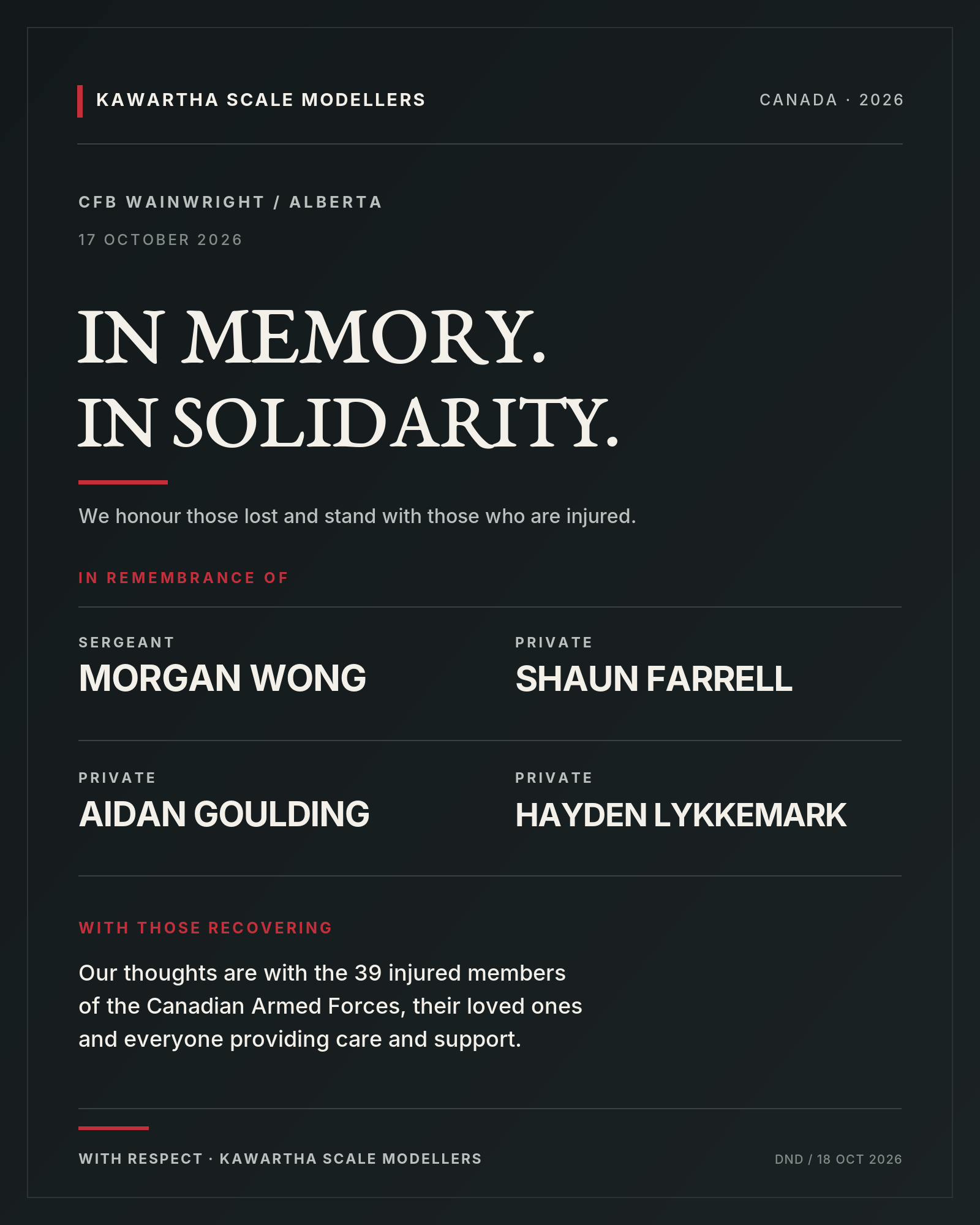 Honouring Canadian Soldiers CFB Wainwright-Alberta